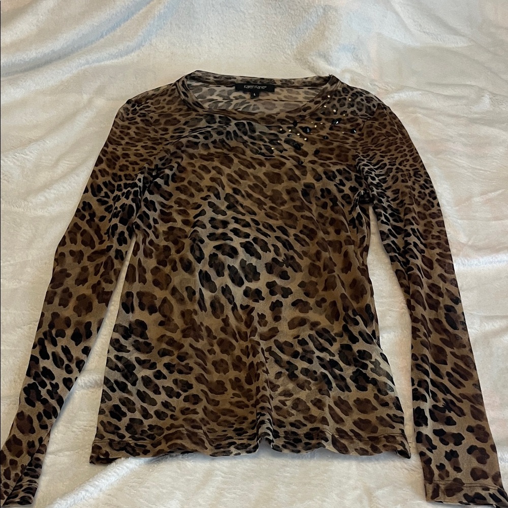Karen Kane Brown Leopard Long Sleeve Top